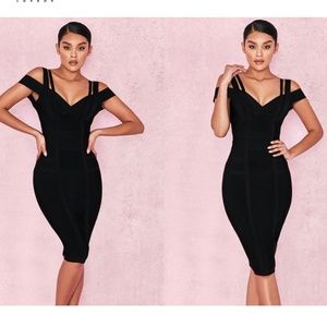 House Of CB, 'Mimi' Off Shoulder Black Bandage Dress, Size M